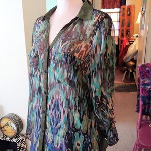 New Directions Top Long Sleeve Sheer Lace